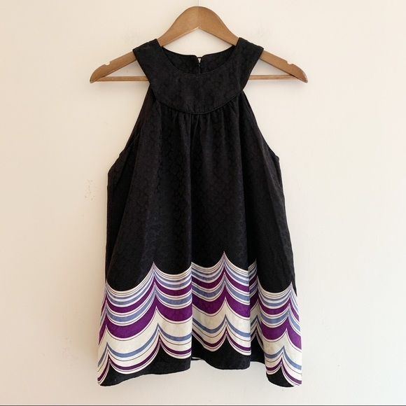 Alice & Trixie Silk Halter Tunic Top Small Black Purple - Picture 7 of 7